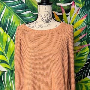 LC Lauren Conrad Orange Small Crochet Casual Office City Festive Sleeved Poncho